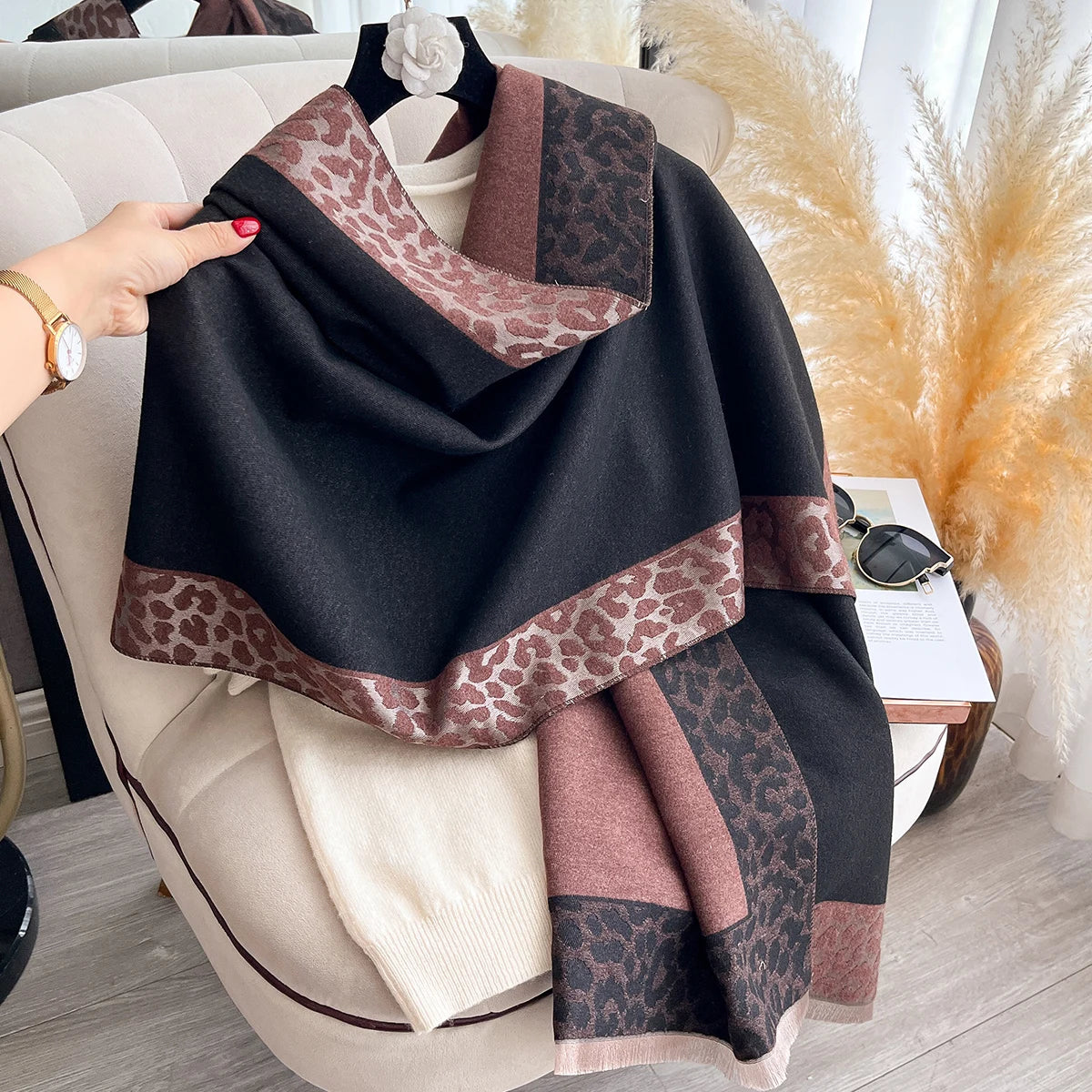 Cashmere Plaid Scarf Winter Women Pashmina Shawls Warm Blanket Wraps Female Thick Scarves Bufanda Scarves