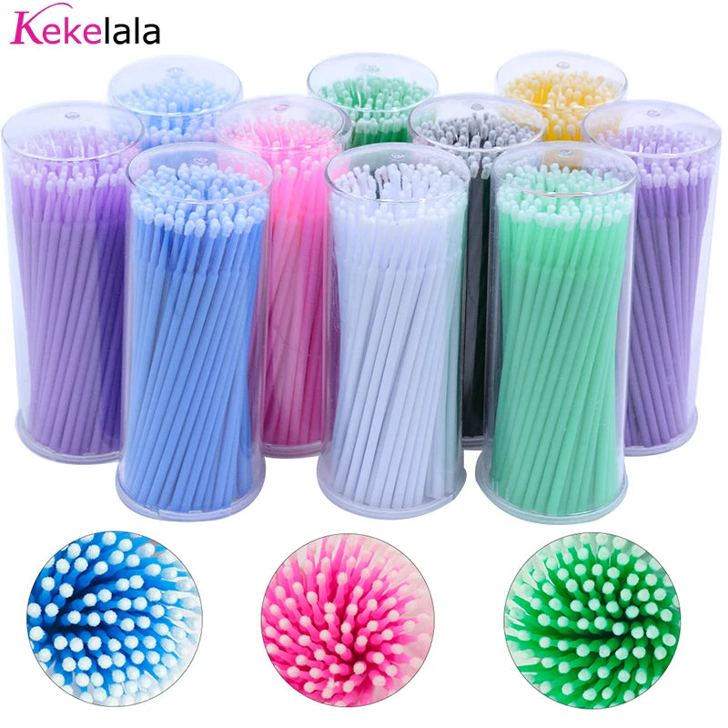100PCS/Bottle Cleaning Swabs/ Applicators Microblade Makeup Micro Brushes