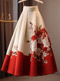 Vintage Red Flower Print Skirt