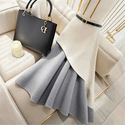 Casual grey White Patchwork Skirt