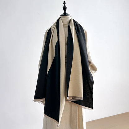 Women's Winter Wool Scarf - Long Warm Cashmere-Like Solid Color Pashmina Shawl, Wrap