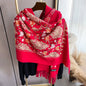 Warm Cashmere Scarf for Women Embroidery Pashmina Blanket Thick Shawl Wrap Neckerchief Bufanda Echarpe Poncho