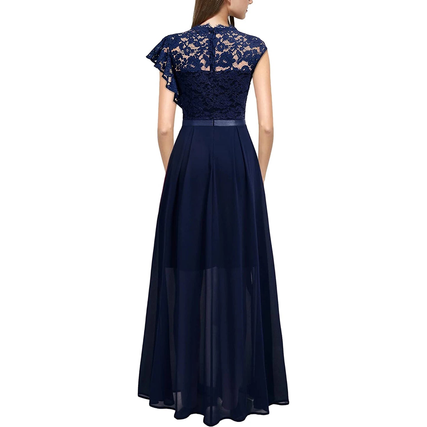 Lace Patchwork Chiffon Formal Dress