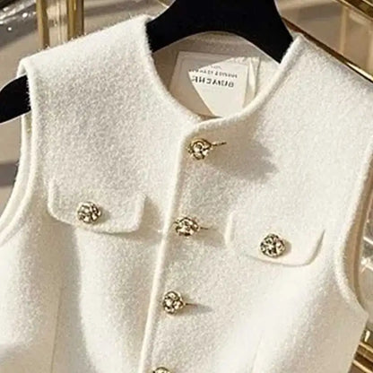 Casual Button Solid Color Sleeveless Vest Tank Top