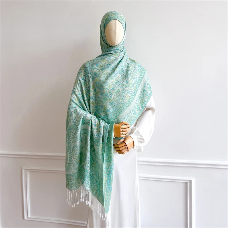 Scarf Cashmere Women Jacquard Pashmina Design Floral Female Thick Blanket Soft Bufanda Warm Shawl Poncho Stole