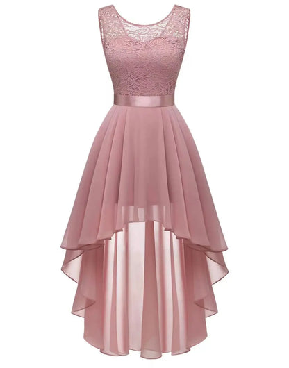 Neck Lace Patchwork Chiffon Swing Dress Cocktail Party