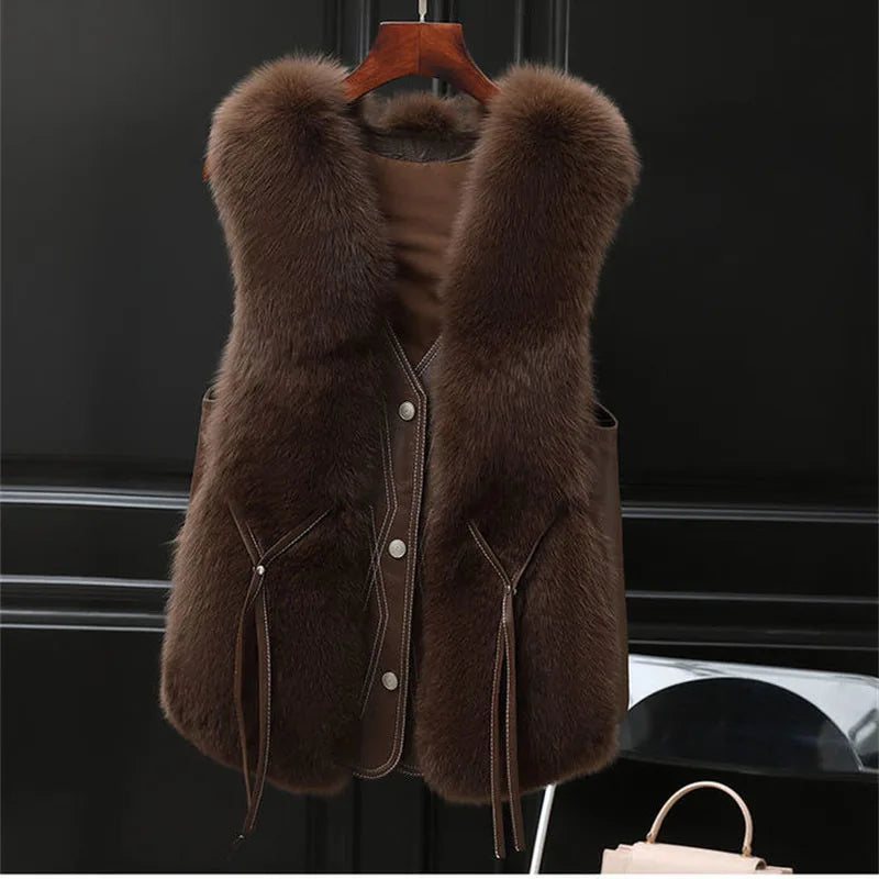 High Quality synthetic Fur Vest Jacket