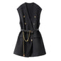 Casual Sleeveless Wool Coat Female Outerwear Tops With Belt
