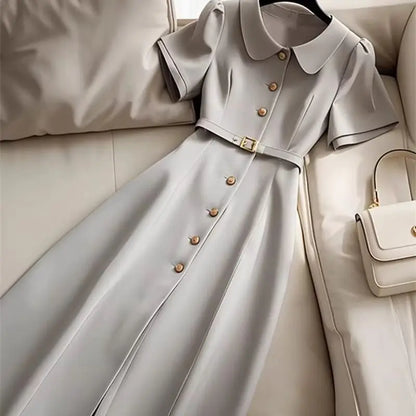 Solid color buttoned dress