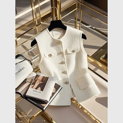 Casual Button Solid Color Sleeveless Vest Tank Top