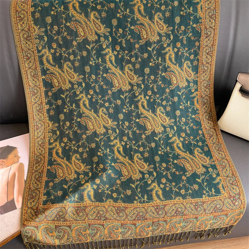 Pashmina Shawl Lady Wrap Warm Winter Scarves Design Print Female Foulard Cotton Stoles Scarf 2023