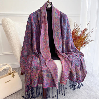 Scarf Cashmere Women Jacquard Pashmina Design Floral Female Thick Blanket Soft Bufanda Warm Shawl Poncho Stole