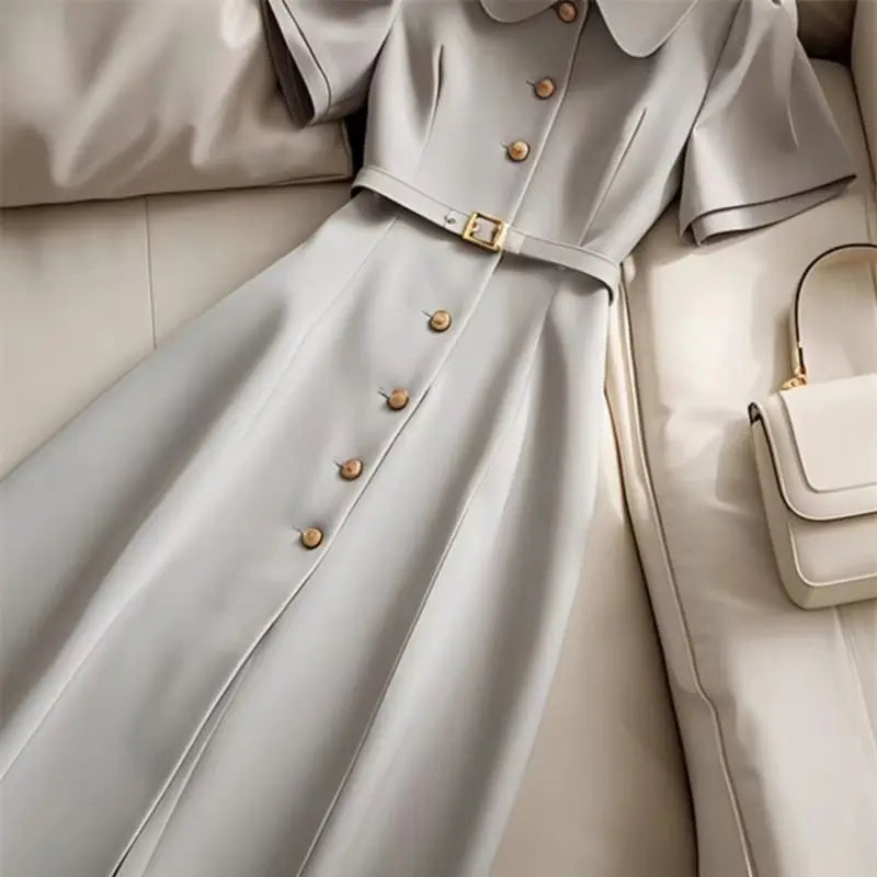 Solid color buttoned dress