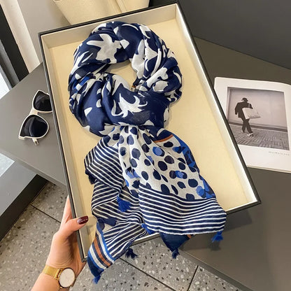 Viscose Cotton Scarf Aztec Paisley Floral Shawl Wraps Lady Thin Scarves Fashion Tassel