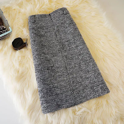 Retro Elastic High Waist  Straight Hip Knee Skirts