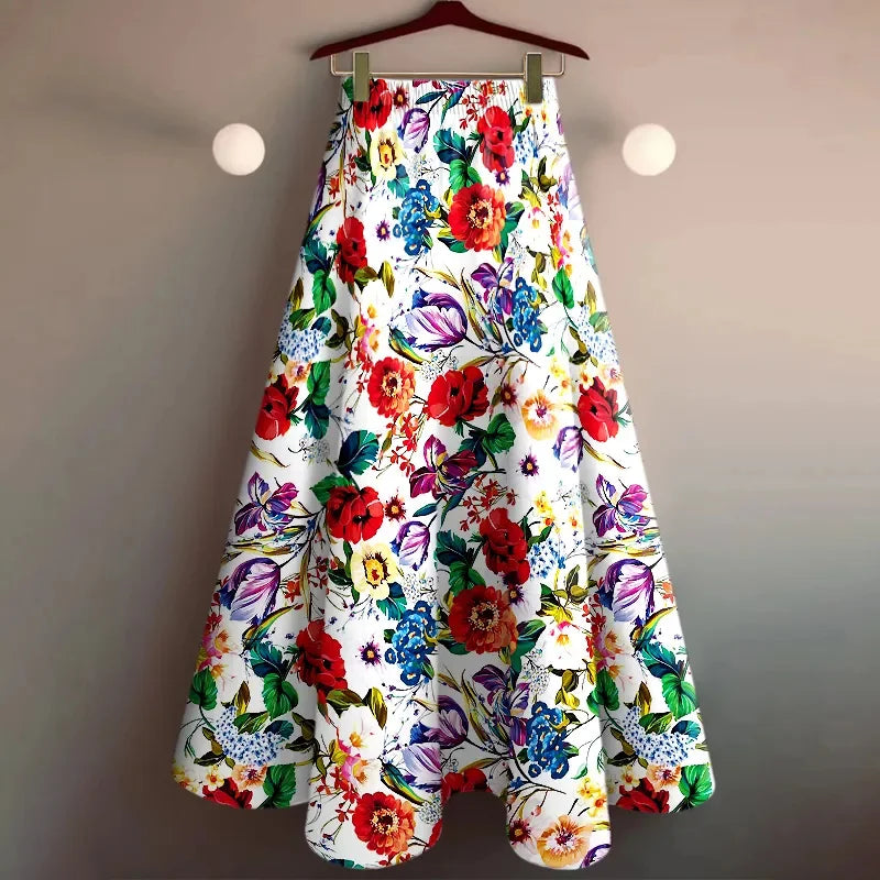 Skirt Hanging Over The Knee High Waist Printing Skirts Female