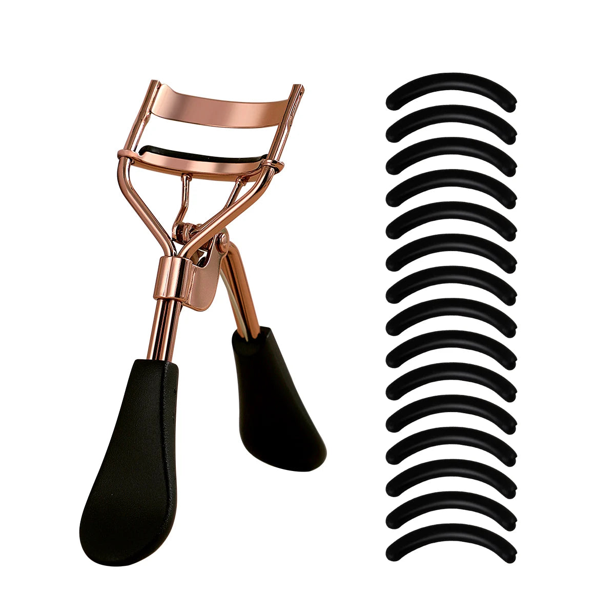 Portable Eyelash Curler with 15 Silicone Pads and Stainless Steel Eyelash Curler
