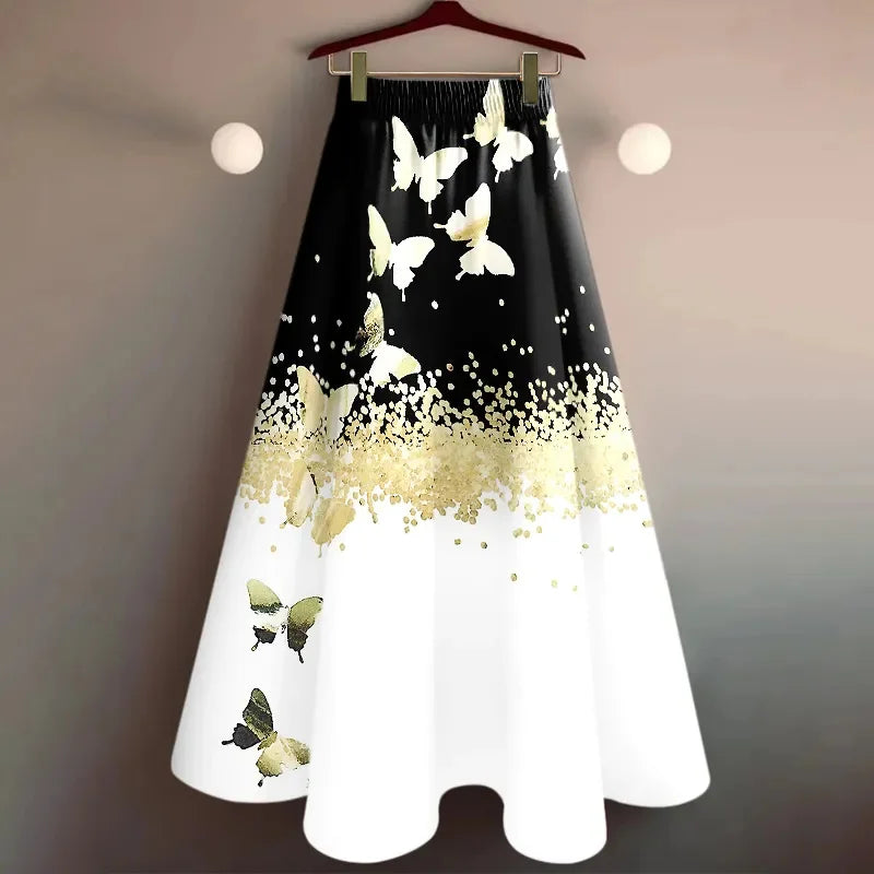 Skirt Hanging Over The Knee High Waist Printing Skirts Female