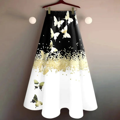 Skirt Hanging Over The Knee High Waist Printing Skirts Female