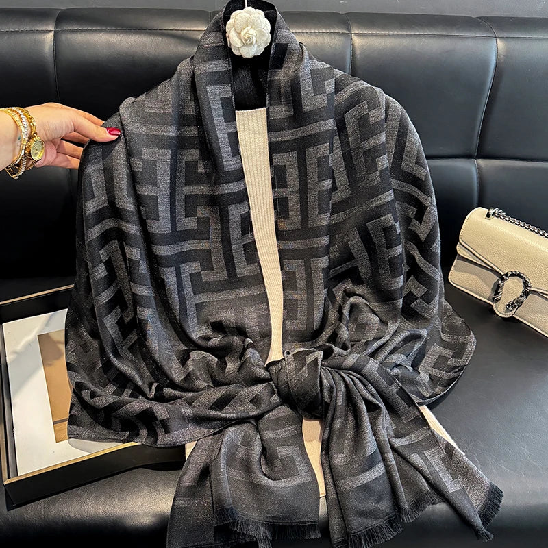 Scarf Fashion Geometry Print Scarves For Ladies Shawls And Wraps Pashmina