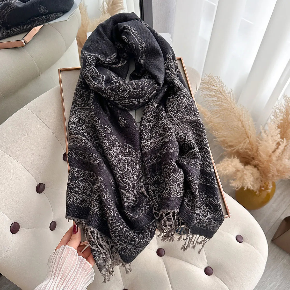 Pashmina Paisley Hijab Scarf Long Muslim Shawl Female Foulard Soft Turban Wraps For Women Headband