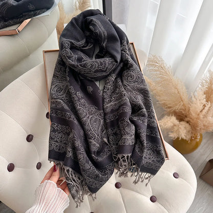 Pashmina Paisley Hijab Scarf Long Muslim Shawl Female Foulard Soft Turban Wraps For Women Headband