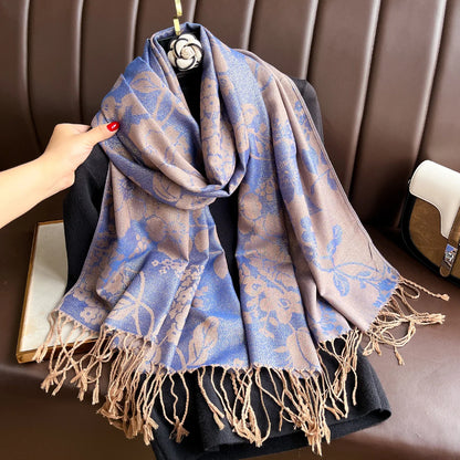 Scarf Cashmere Feeling Pashmina Shawls Tassel Hijab Head Wraps Femme Winter Scarves