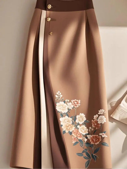 Floral Vintage Women Long Skirts