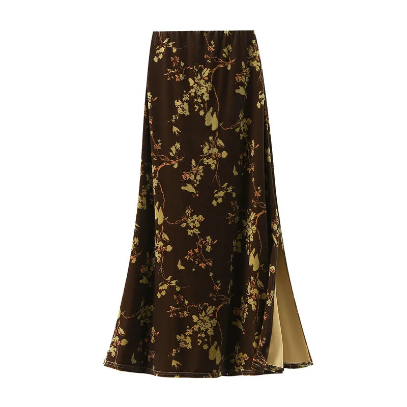 printed velvet half skirt
