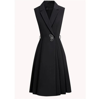 Long Slim Blazer Vest Ladies Sleeveless High Coat