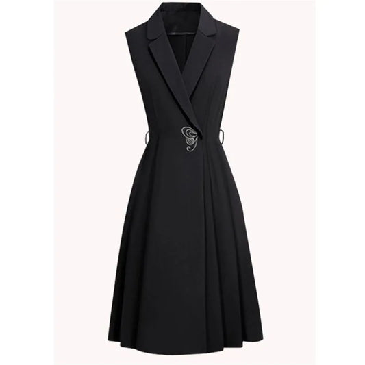 Long Slim Blazer Vest Ladies Sleeveless High Coat