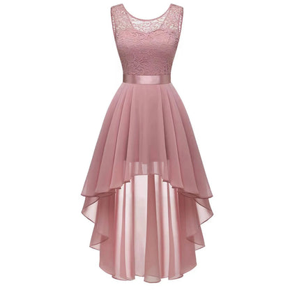 Neck Lace Patchwork Chiffon Swing Dress Cocktail Party