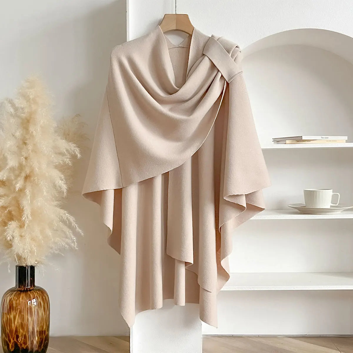 Women Poncho Winter Warm Solid Color Shawl Double Sided Designer Blanket Luxury Scarf Female Cloak Cashmere Pashmina Cape Stole