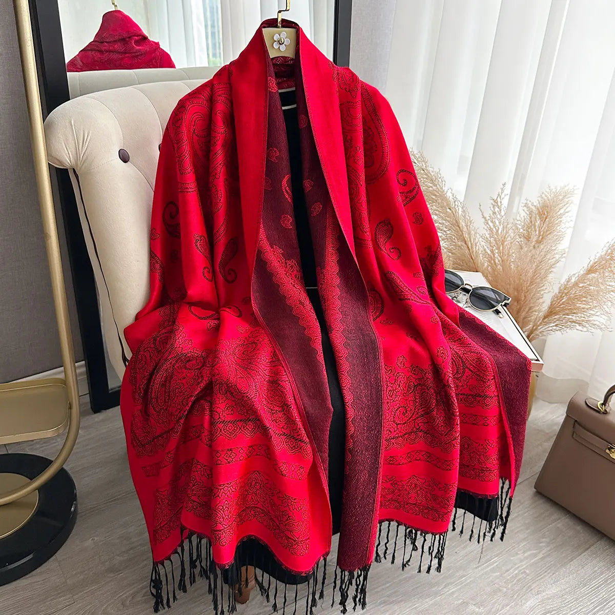 Pashmina Paisley Hijab Scarf Long Muslim Shawl Female Foulard Soft Turban Wraps For Women Headband