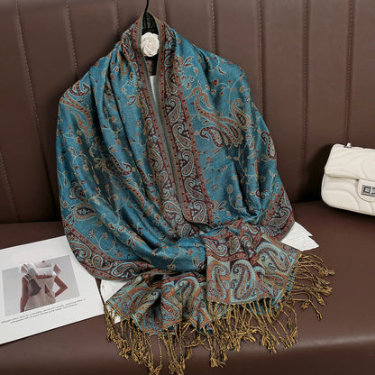 Pashmina Shawl Lady Wrap Warm Winter Scarves Design Print Female Foulard Cotton Stoles Scarf 2023