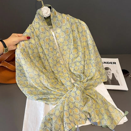 Viscose Cotton Scarf Aztec Paisley Floral Shawl Wraps Lady Thin Scarves Fashion Tassel