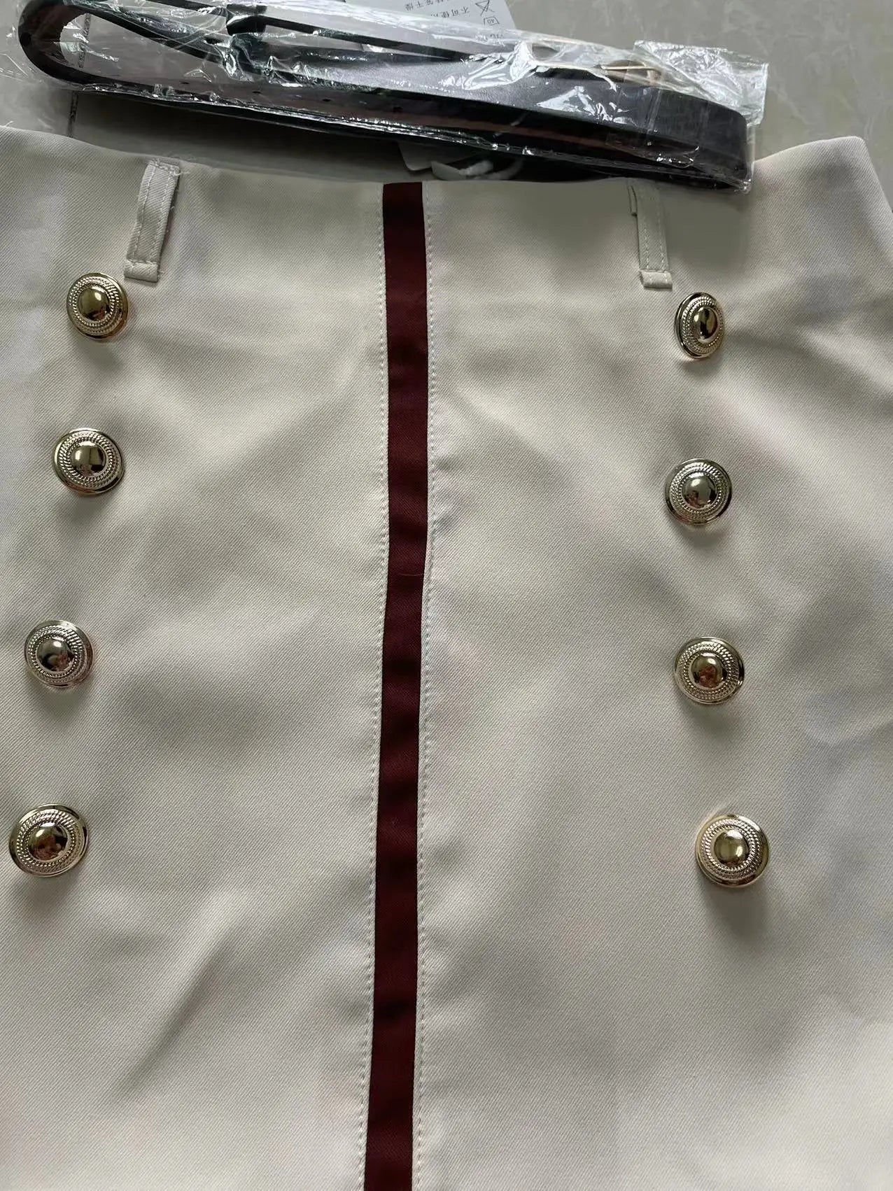 Elegant Office Skirt Women Fashion Double-breasted with Belt