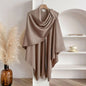 Women Poncho Winter Warm Solid Color Shawl Double Sided Designer Blanket Luxury Scarf Female Cloak Cashmere Pashmina Cape Stole