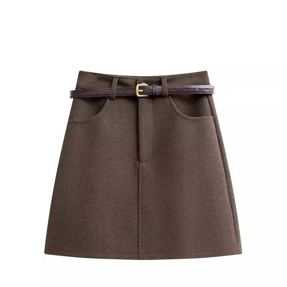 Wool Line Mini Skirt