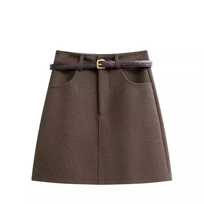 Wool Line Mini Skirt
