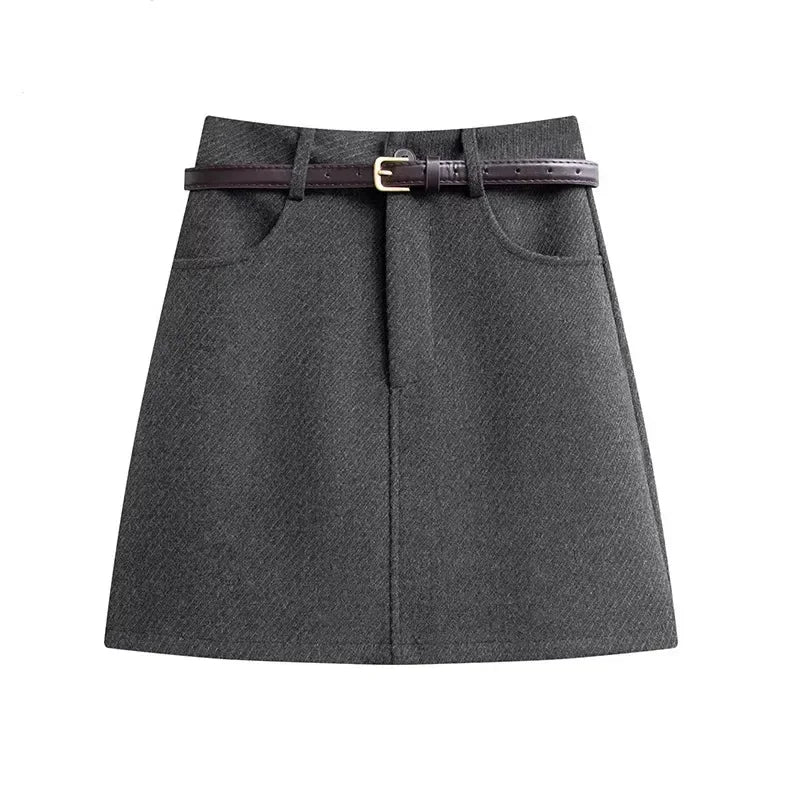 Wool Line Mini Skirt