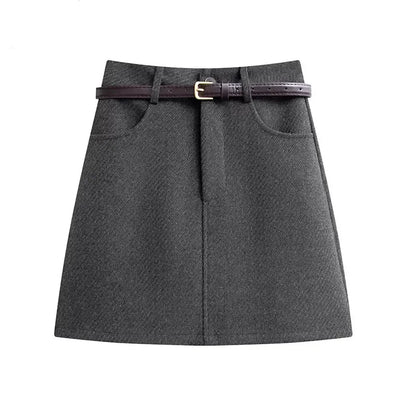 Wool Line Mini Skirt