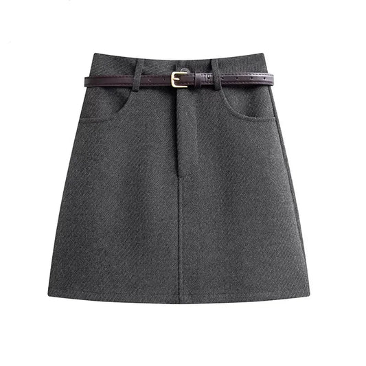 Wool Line Mini Skirt