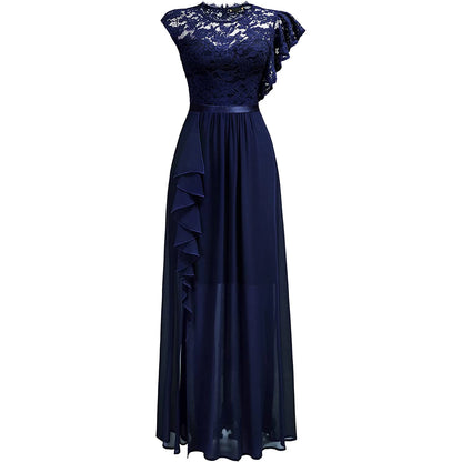 Lace Patchwork Chiffon Formal Dress