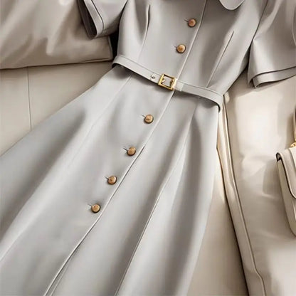 Solid color buttoned dress