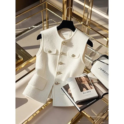 Casual Button Solid Color Sleeveless Vest Tank Top