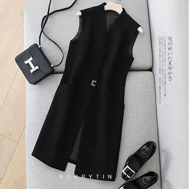 Women's Casual Black Vest Waistcoat