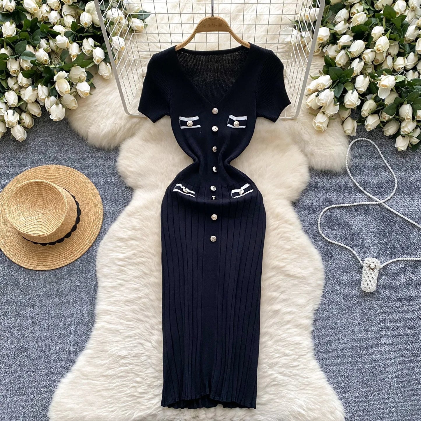 Knitted Short Sleeve Dress