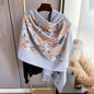 Warm Cashmere Scarf for Women Embroidery Pashmina Blanket Thick Shawl Wrap Neckerchief Bufanda Echarpe Poncho