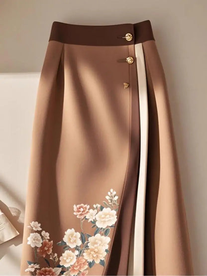 Floral Vintage Women Long Skirts